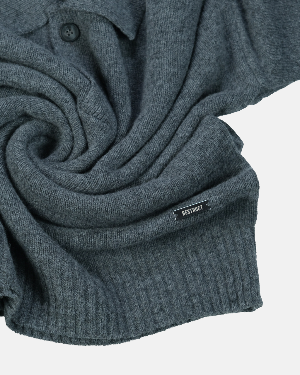 Cashmere Blend Knit Polo – Gray