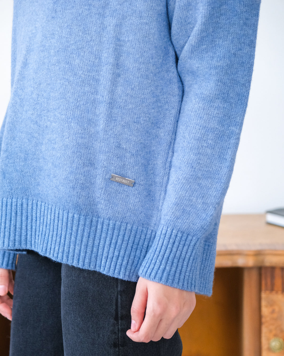 Cashmere Blend Knit Polo – Blue
