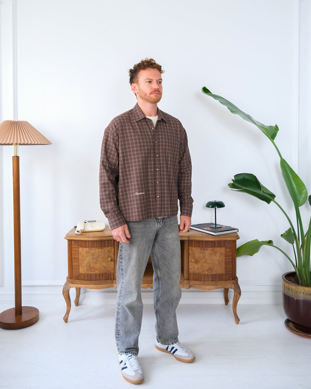 Boxy Fit Shirt – Brown Checkered