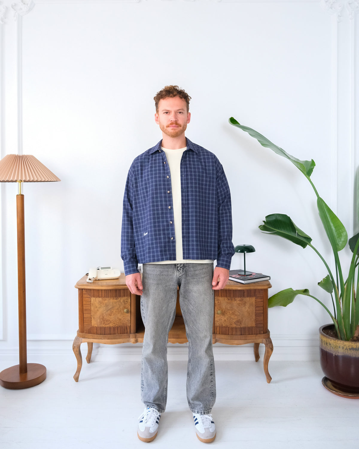 Boxy Fit Shirt – Navy Checkered