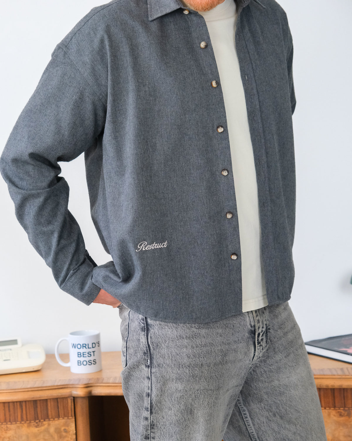 Boxy Fit Shirt – Gray