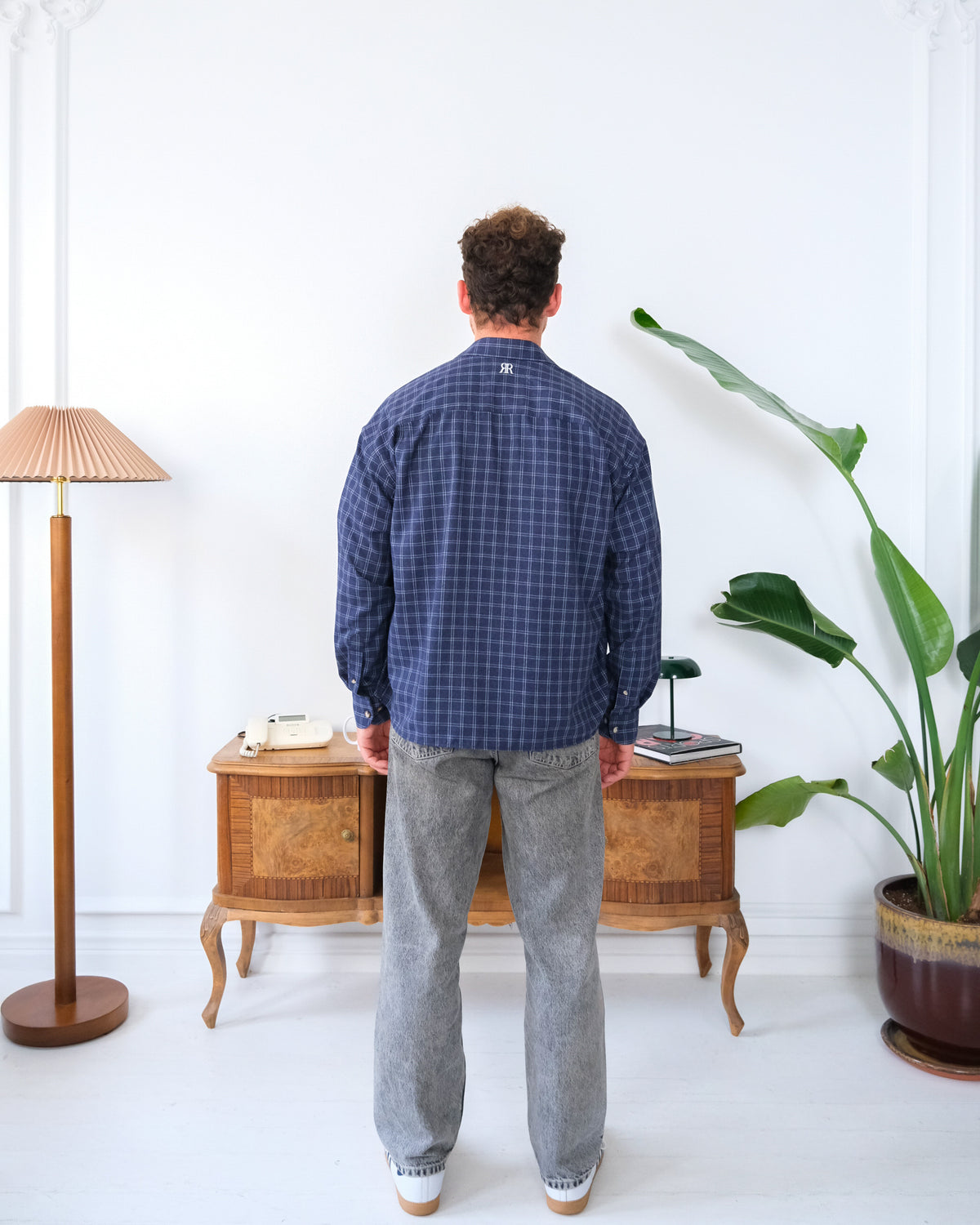 Boxy Fit Shirt – Navy Checkered