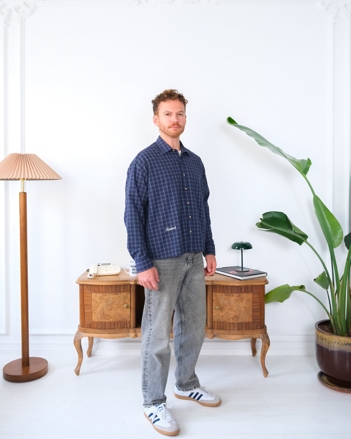 Boxy Fit Shirt – Navy Checkered