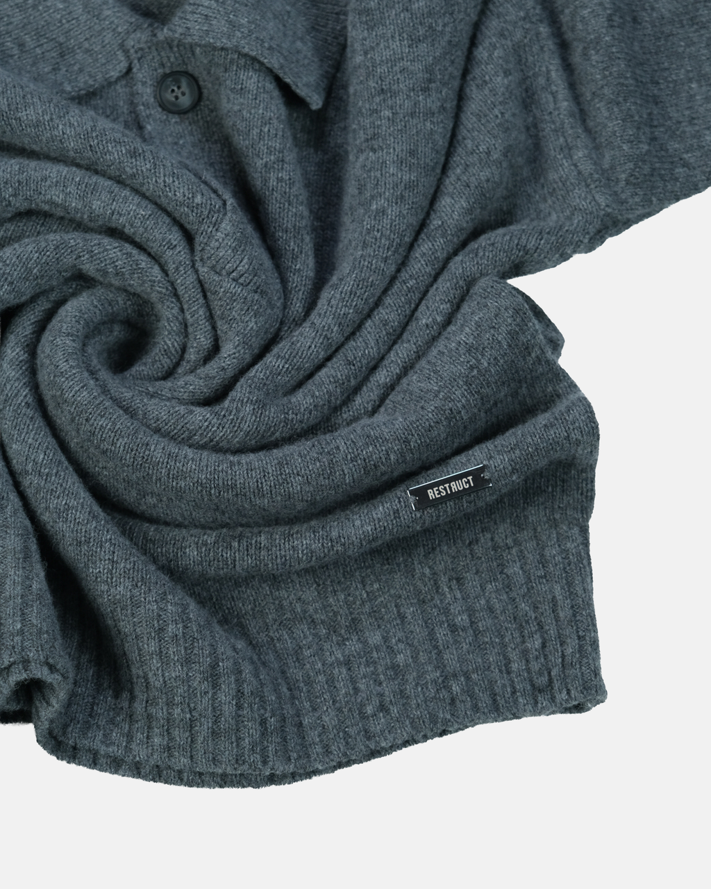 Cashmere Blend Knit Polo – Gray