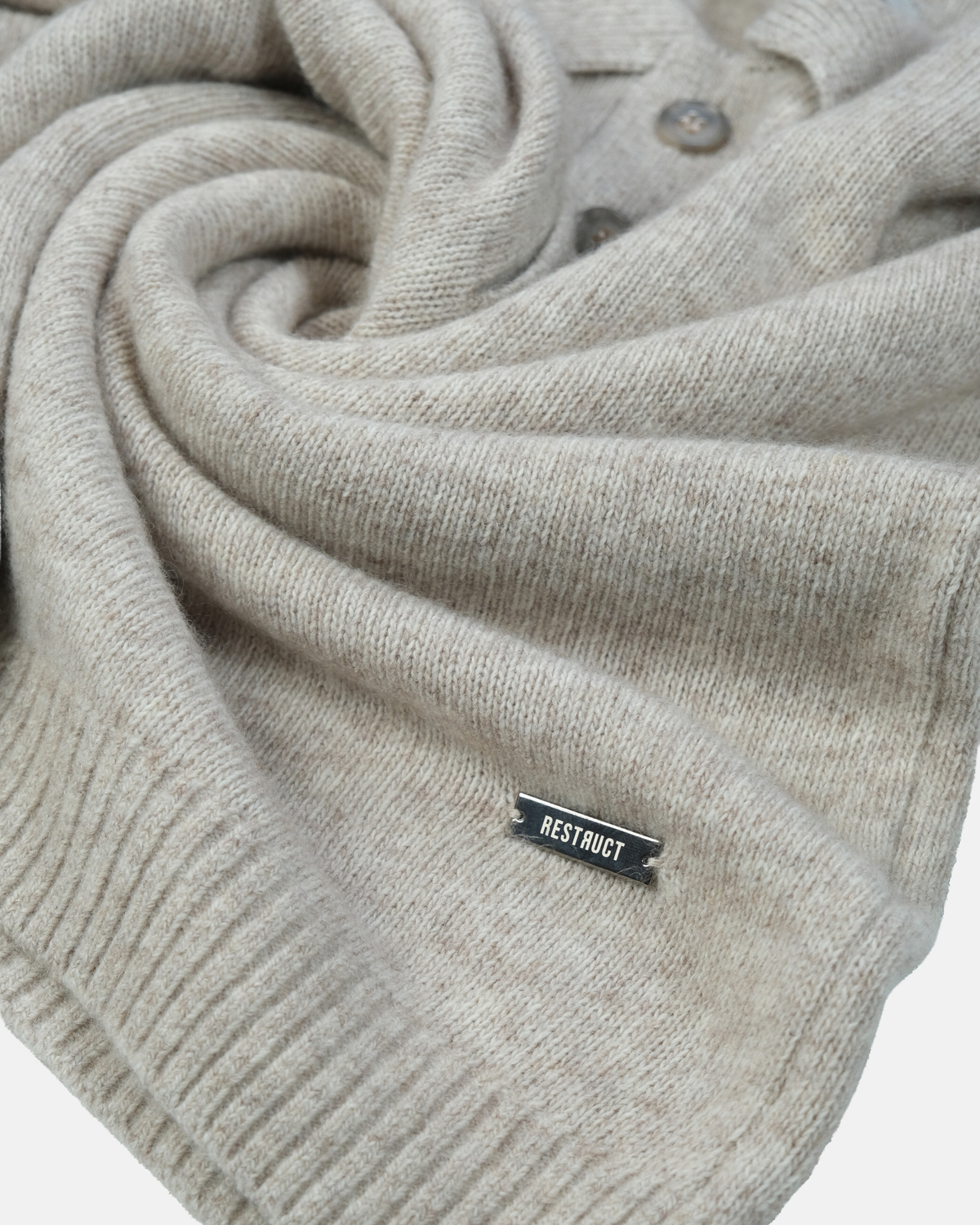 Cashmere Blend Knit Polo – Sand