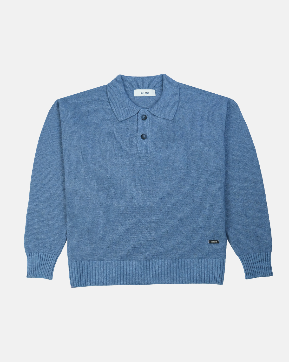 Cashmere Blend Knit Polo – Blue